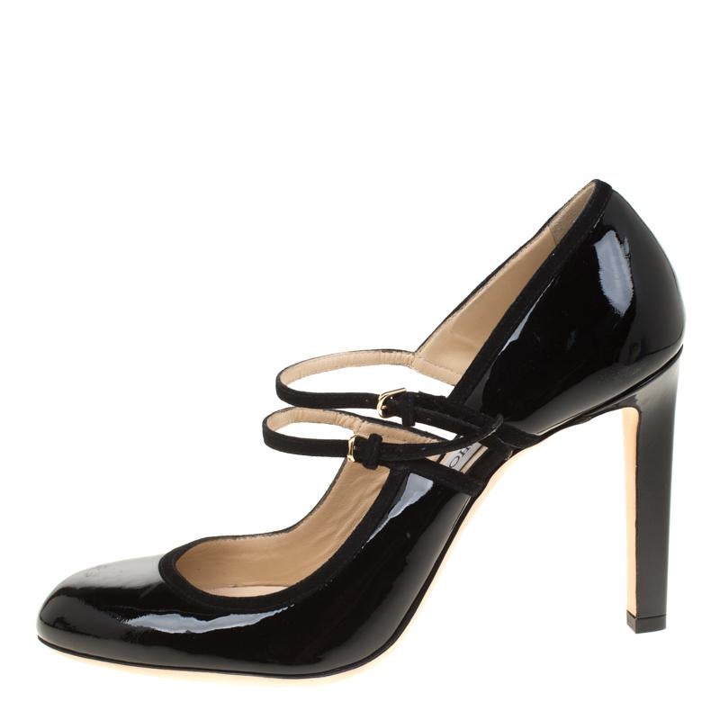 Feel retro and fashionable whenever you step out in this pair of pumps by Jimmy Choo. They are crafted in leather and styled with buckle straps and 11 cm heels. You can charm away at evening parties with this stunning pair.

Includes: The Luxury
