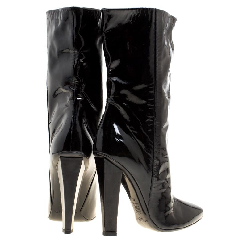 Jimmy Choo Black Patent Leather Mid Calf Boots Size 40 1