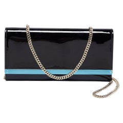 Jimmy Choo Black Patent Leather Milla Wallet On Chain