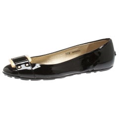 Jimmy Choo Black Patent Leather Morse Ballet Flats Size 36.5