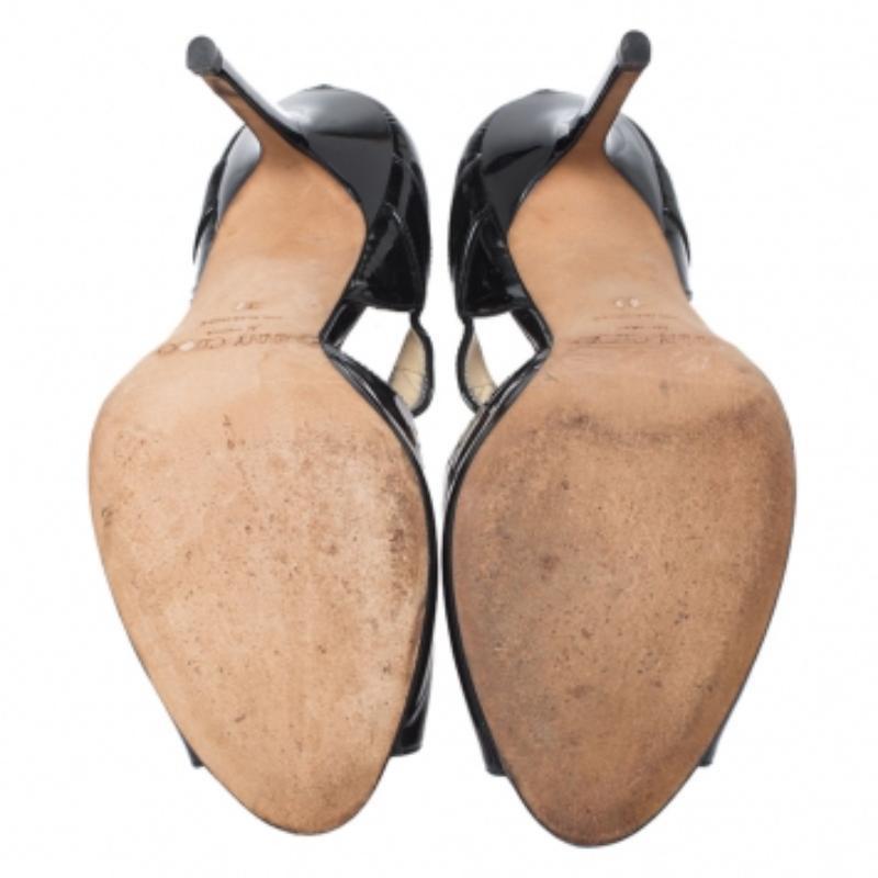 Jimmy Choo Sandali Peep Toe in pelle nera con cinturino alla caviglia misura 36 in vendita 3