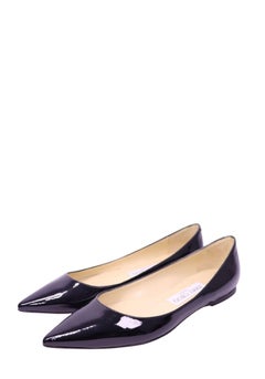 Jimmy Choo Black Patent Leather Pointed Ballet Flats - EU 35.5
