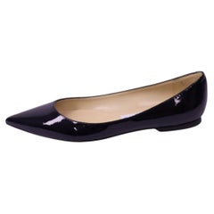 Jimmy Choo Black Patent Leather Pointed Ballet Flats - EU 35.5