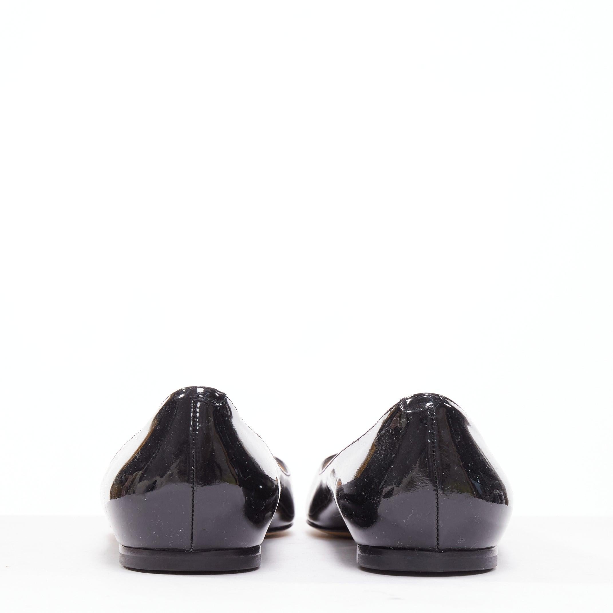 JIMMY CHOO chaussures plates à bouts pointus en cuir verni noir EU37 Pour femmes en vente