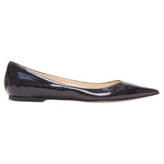 JIMMY CHOO black patent leather pointed toes flat shoes EU37