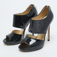 Jimmy Choo Black Patent Leather Private Sandals Size 36.5
