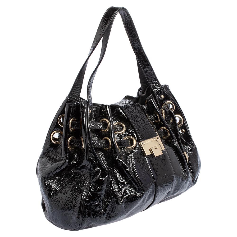 Women's Jimmy Choo Black Patent Leather Ramona Shoulder Bag