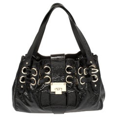Jimmy Choo Schwarzes Lackleder Ramona Umhängetasche