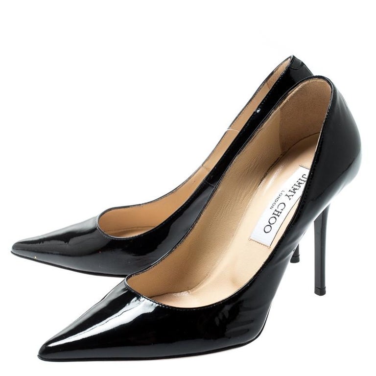 Jimmy Choo Black Patent Leather Romy Pointed Toe Pumps Size 35 at ...