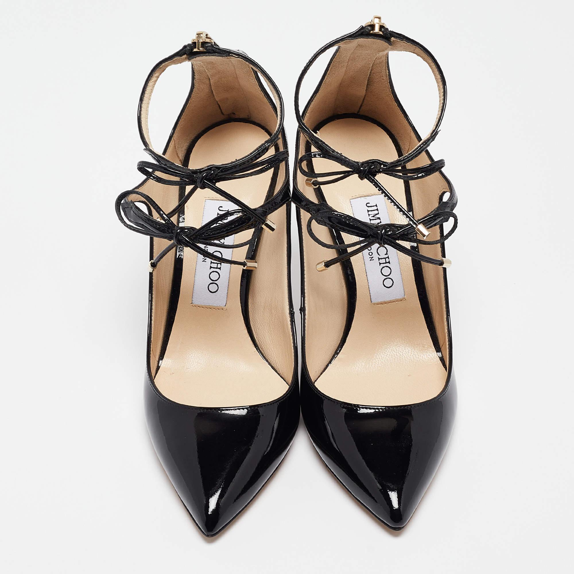 Jimmy Choo Black Patent  Leather Sage Pumps Size 36 In Excellent Condition In Dubai, Al Qouz 2