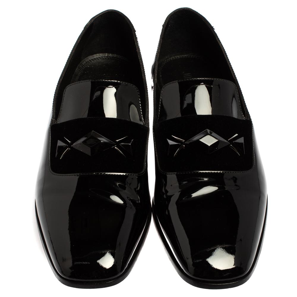 Jimmy Choo Black Patent Leather Slip On Loafers Size 43 In Good Condition In Dubai, Al Qouz 2