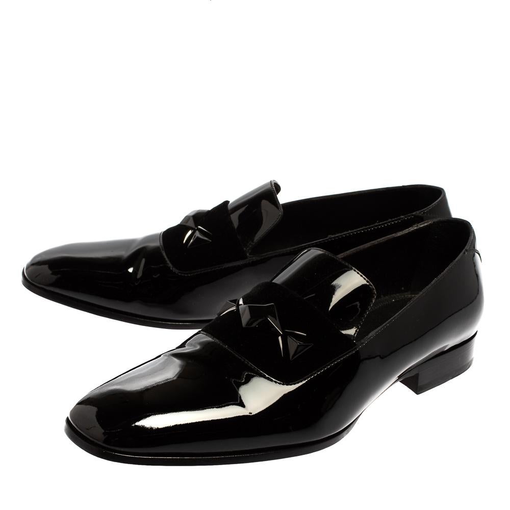 Men's Jimmy Choo Black Patent Leather Slip On Loafers Size 43
