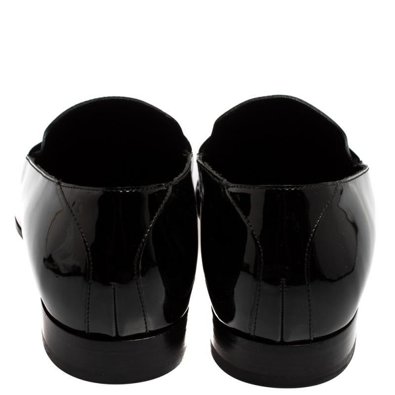 Jimmy Choo Black Patent Leather Slip On Loafers Size 43 2
