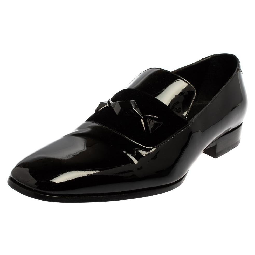 Jimmy Choo Black Patent Leather Slip On Loafers Size 43