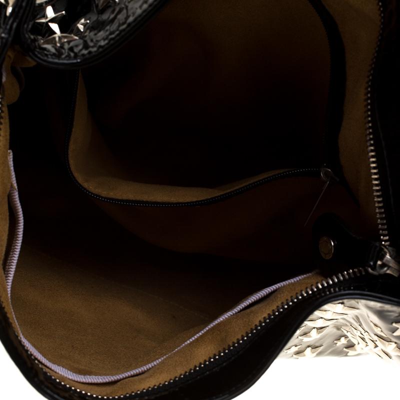 Jimmy Choo Black Patent Leather Small Star Studded Solar Hobo 6