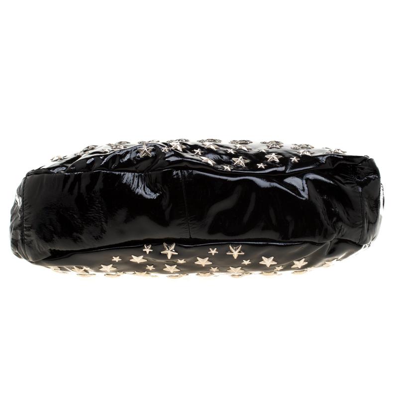 Women's Jimmy Choo Black Patent Leather Small Star Studded Solar Hobo