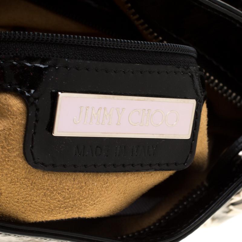 Jimmy Choo Black Patent Leather Small Star Studded Solar Hobo 1