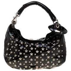 Jimmy Choo Black Patent Leather Small Star Studded Solar Hobo