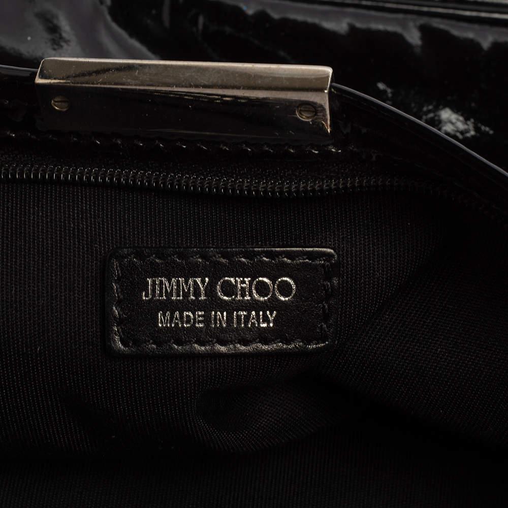 Jimmy Choo Black Patent Leather Star Studded Clutch 6