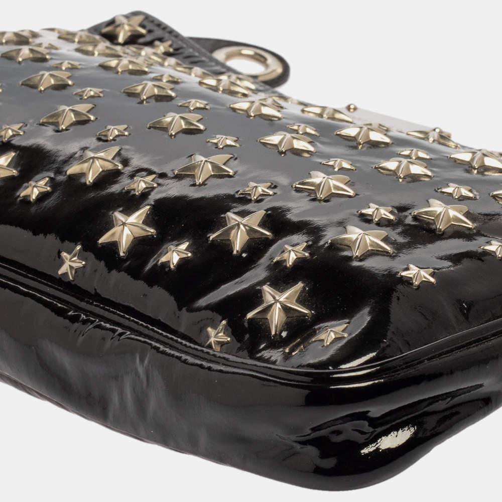 Jimmy Choo Black Patent Leather Star Studded Clutch 7