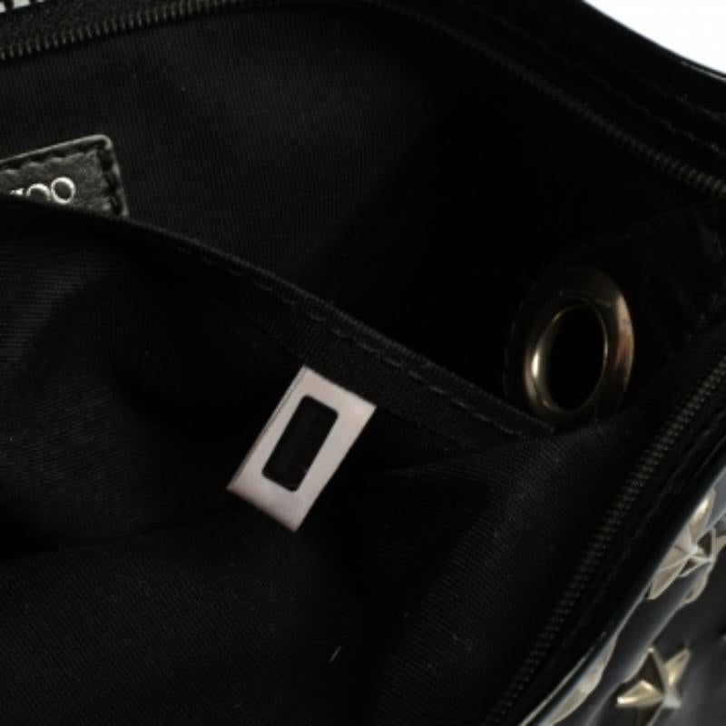 Women's Jimmy Choo Black Patent Leather Star Studded Clutch For Sale