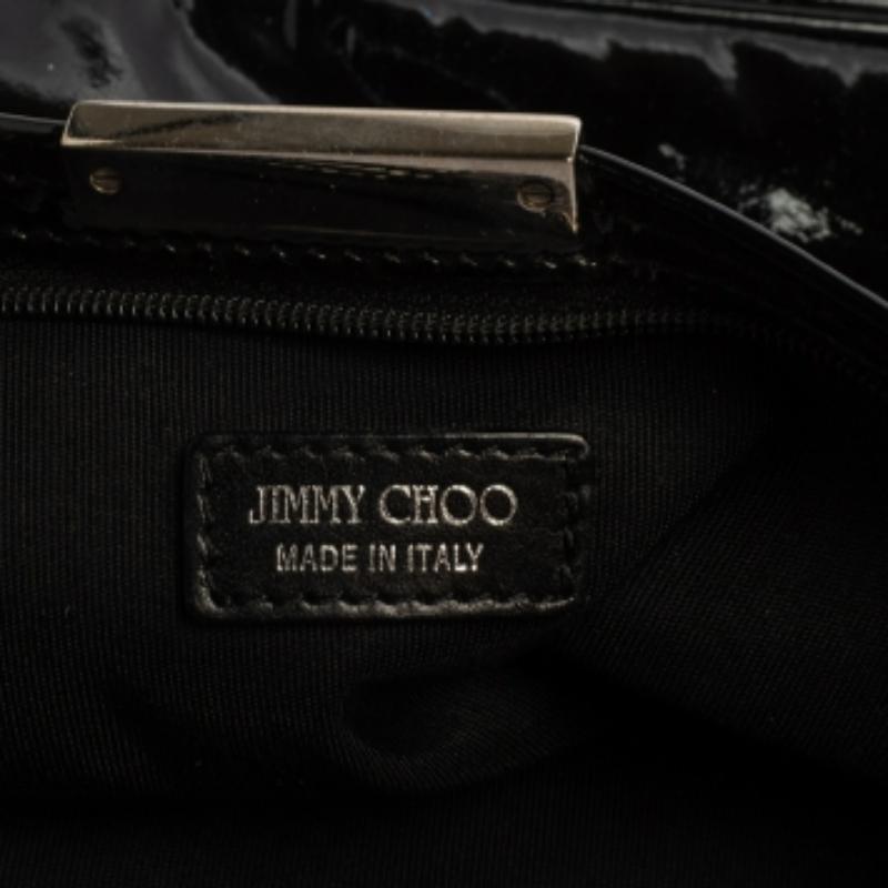 Jimmy Choo Black Patent Leather Star Studded Clutch For Sale 1