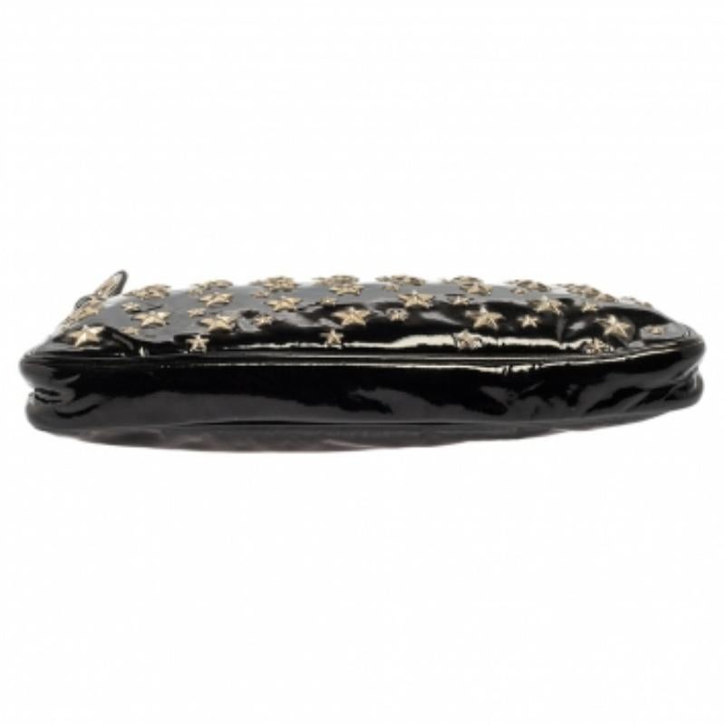 Jimmy Choo Black Patent Leather Star Studded Clutch For Sale 4