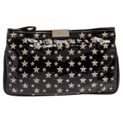 Used Jimmy Choo Black Patent Leather Star Studded Clutch
