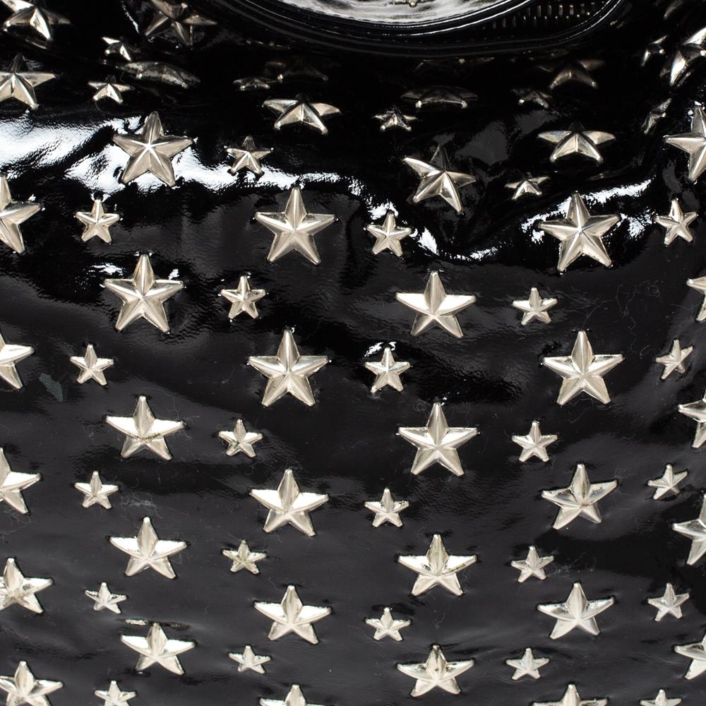 Jimmy Choo Black Patent Leather Star Studded Sky Hobo In Good Condition In Dubai, Al Qouz 2