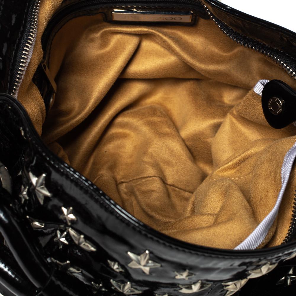 Jimmy Choo Black Patent Leather Star Studded Sky Hobo 1