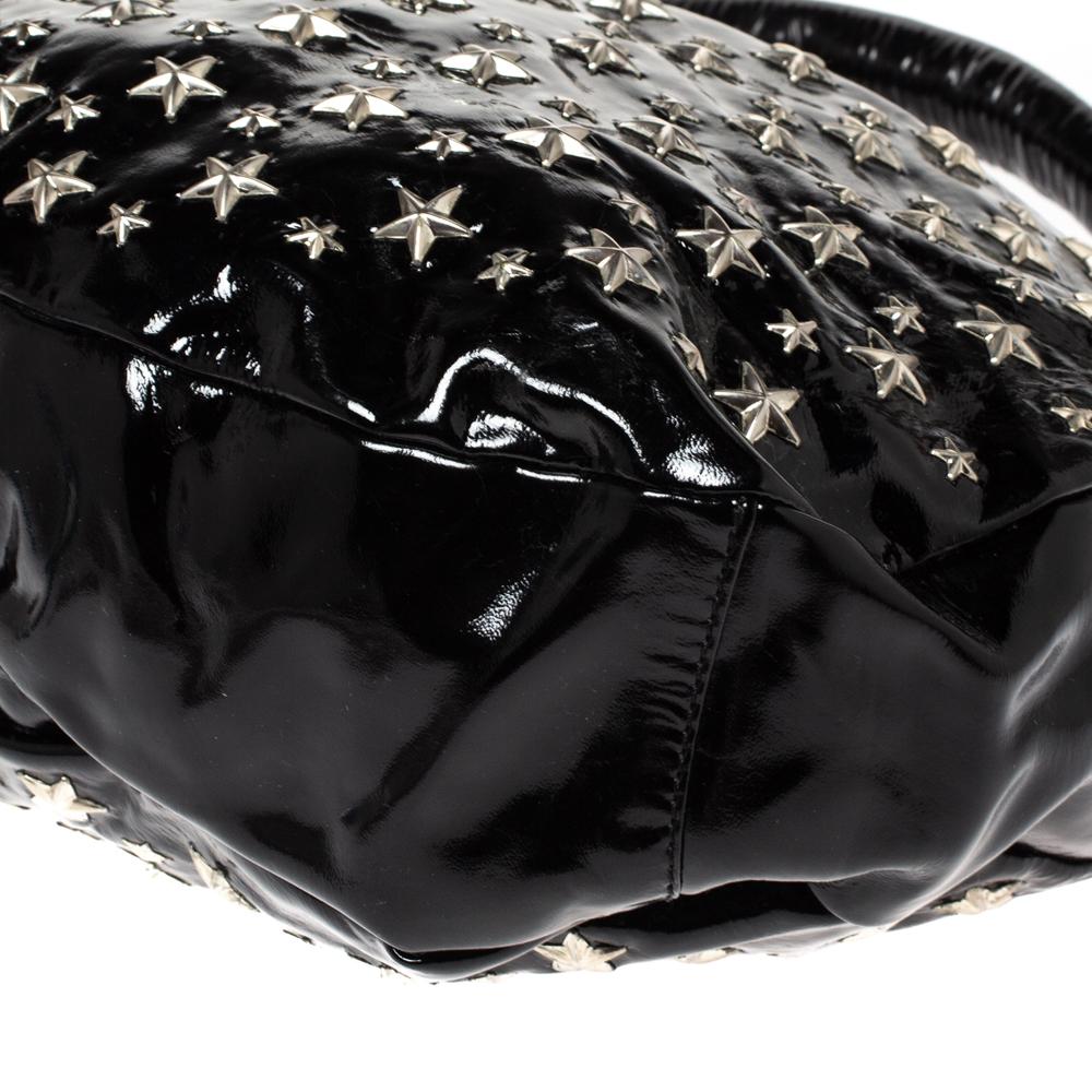 Jimmy Choo Black Patent Leather Star Studded Sky Hobo 2
