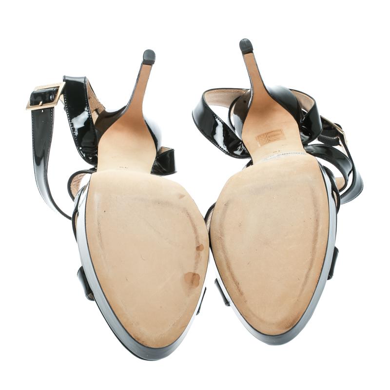 Women's Jimmy Choo Black Patent Leather Vamp Platform Sandals Size 40