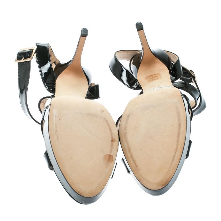 Jimmy Choo Black Patent Leather Vamp Platform Sandals Size 40 For Sale ...