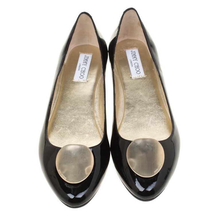 Jimmy Choo Black Patent Leather Wray Flats Size 42 For Sale at 1stDibs