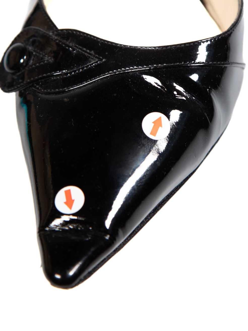 Jimmy Choo Black Patent Mid Heel Sandals Size IT 39.5 For Sale 2