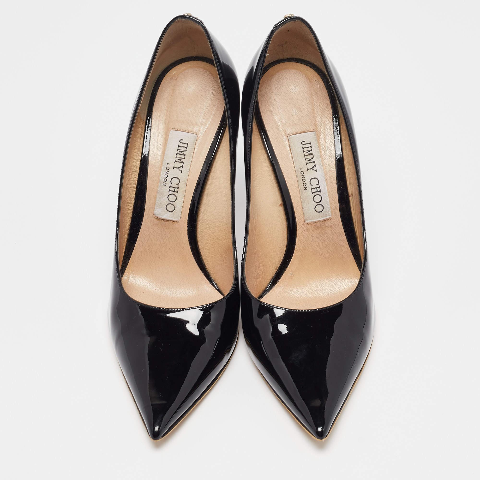 Jimmy Choo Black Patent Romy Pumps Size 39 In Good Condition In Dubai, Al Qouz 2