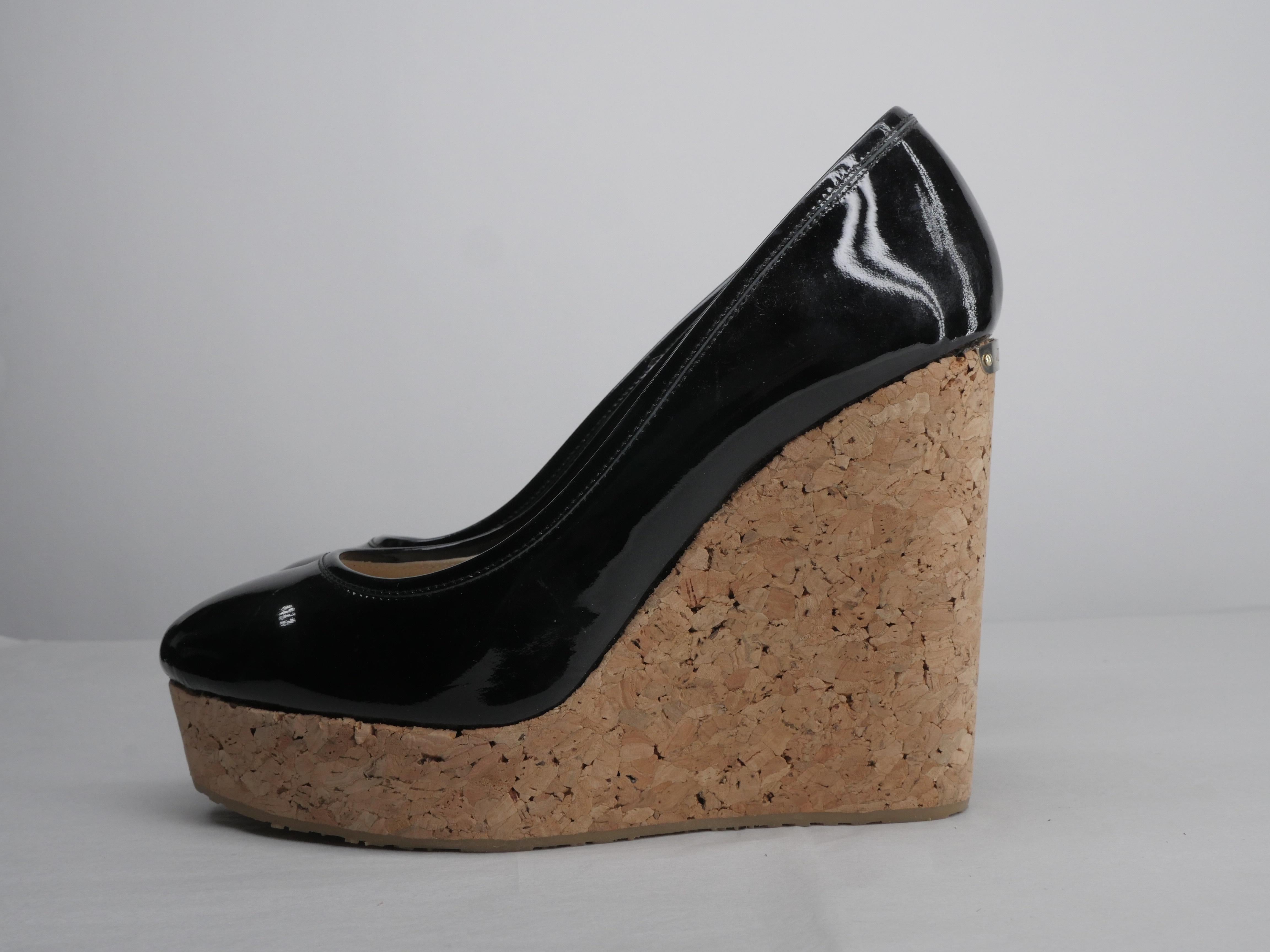 Jimmy Choo Black Patent Size 40 Platform Wedge 3