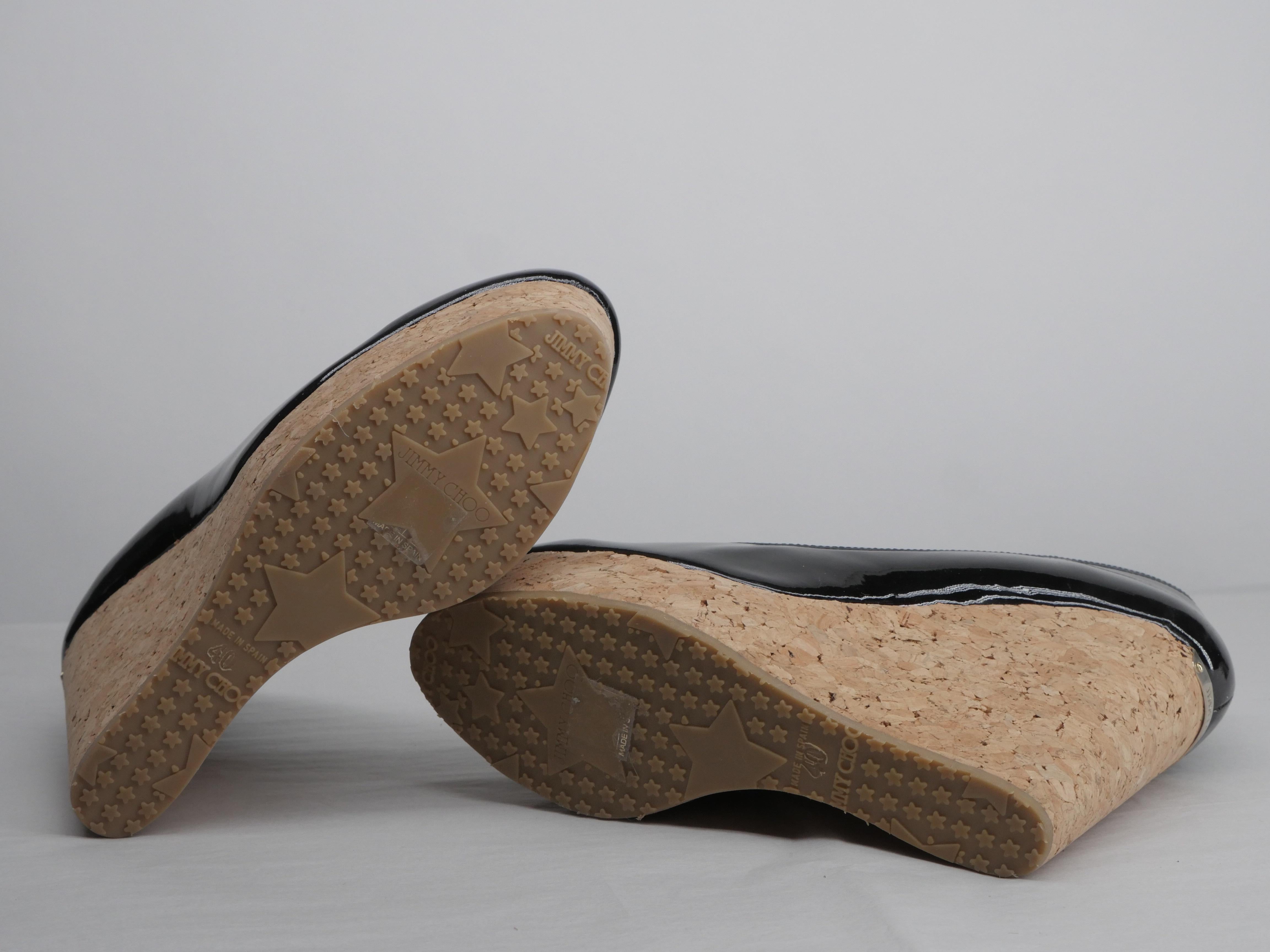 Jimmy Choo Black Patent Size 40 Platform Wedge 5