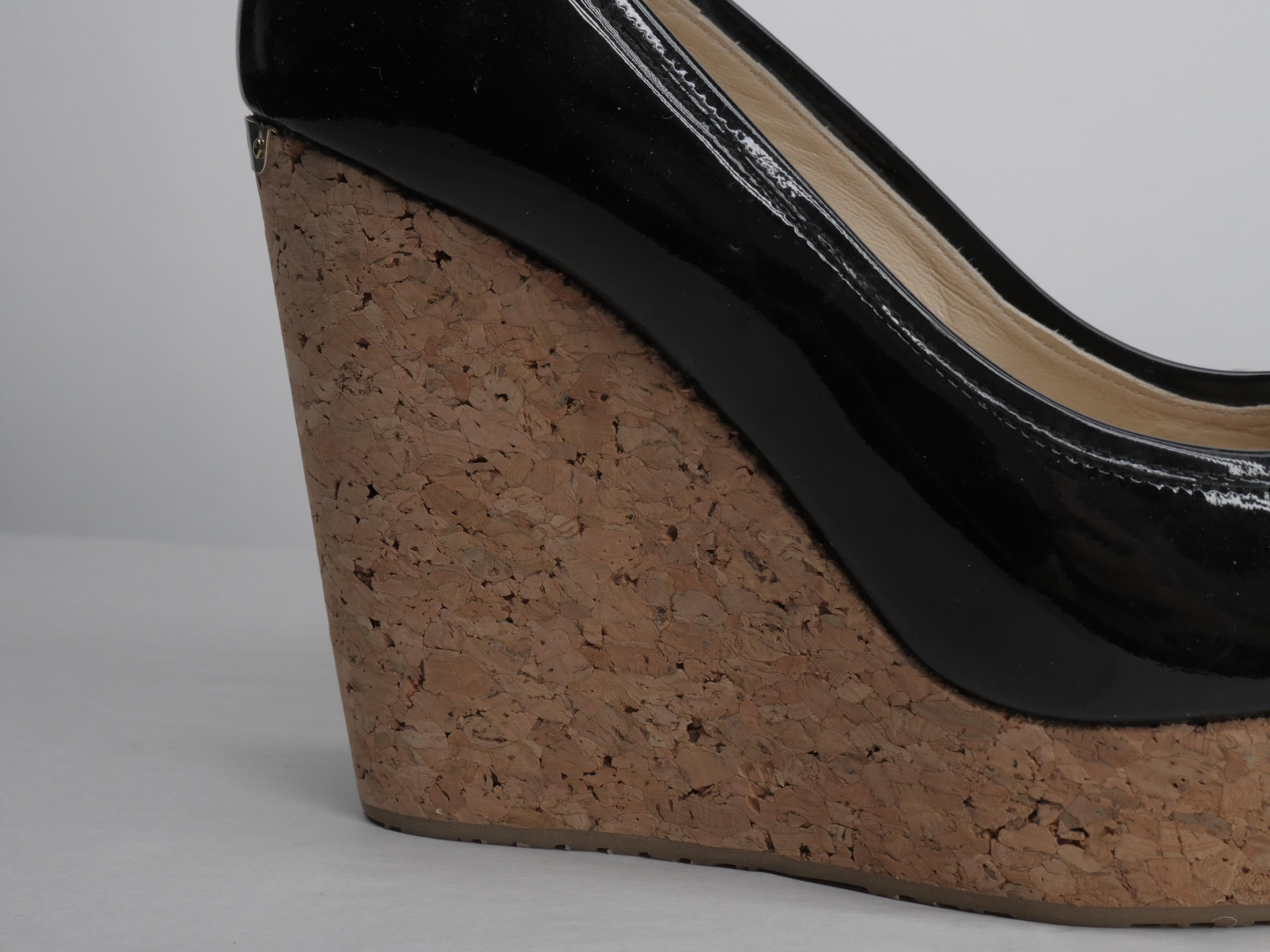 Women's or Men's Jimmy Choo Black Patent Size 40 Platform Wedge