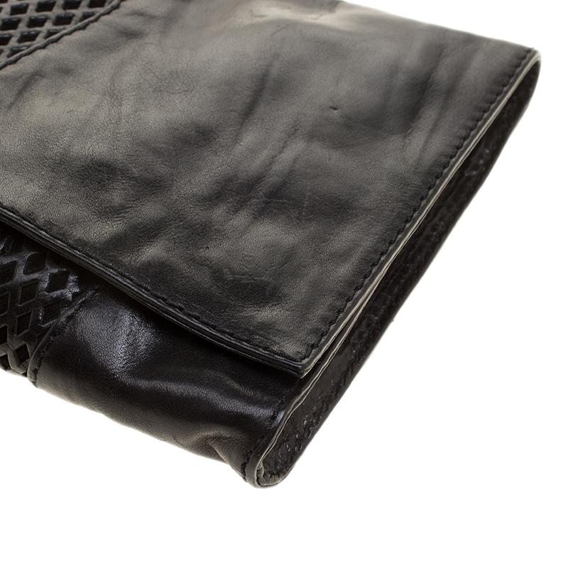 Jimmy Choo Black Perforated Leather Martha Clutch 7