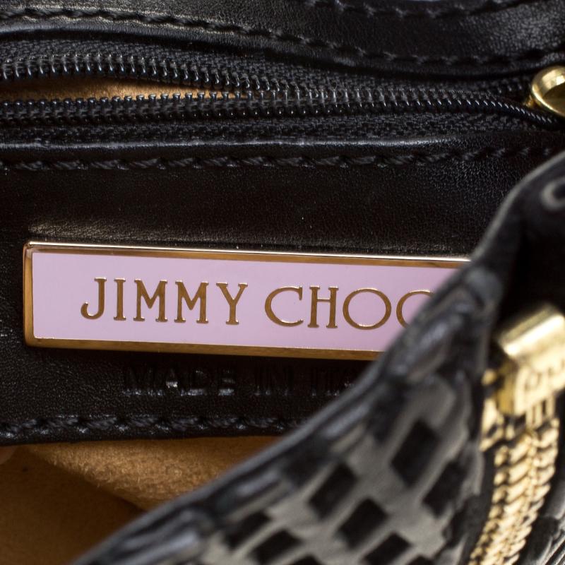Jimmy Choo Black Perforated Leather Martha Clutch 4