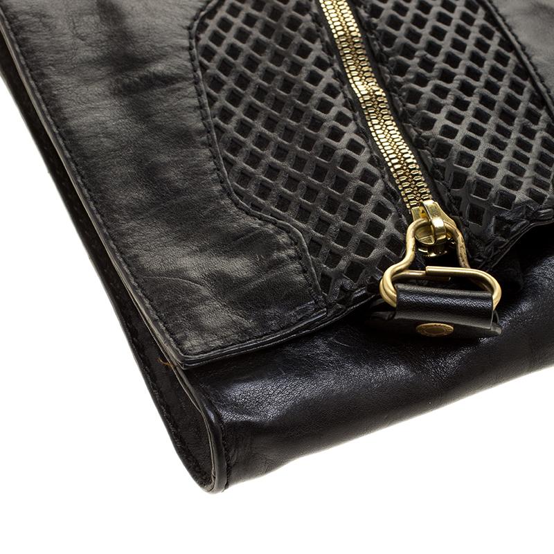 Jimmy Choo Black Perforated Leather Martha Clutch 5