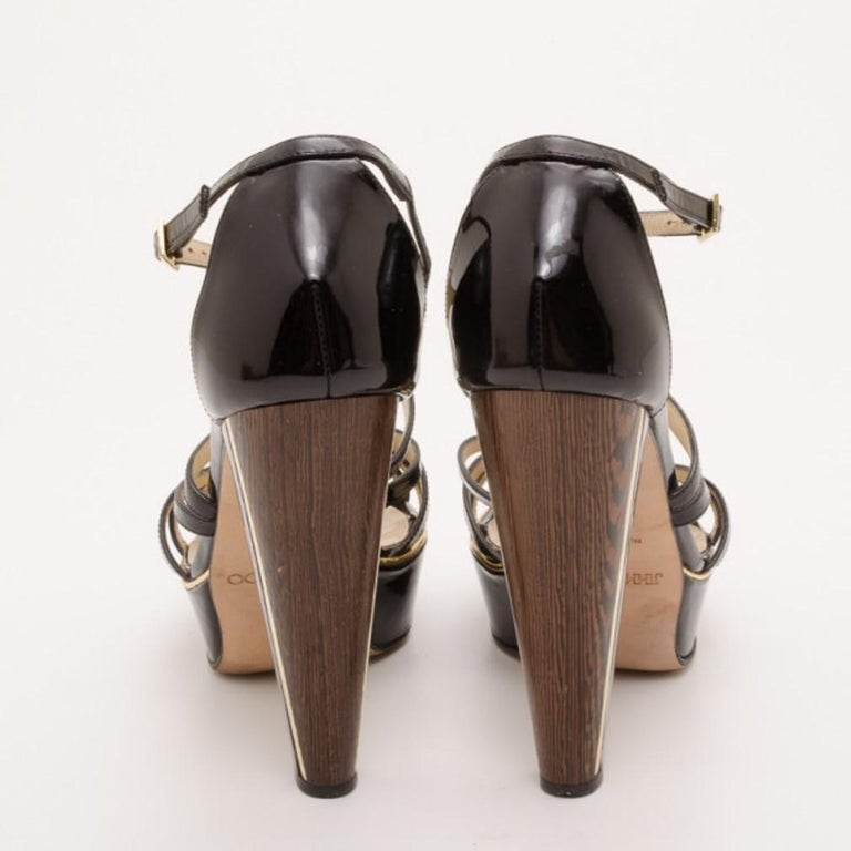 Jimmy Choo Black Platform Sandals Size 37.5 For Sale at 1stDibs