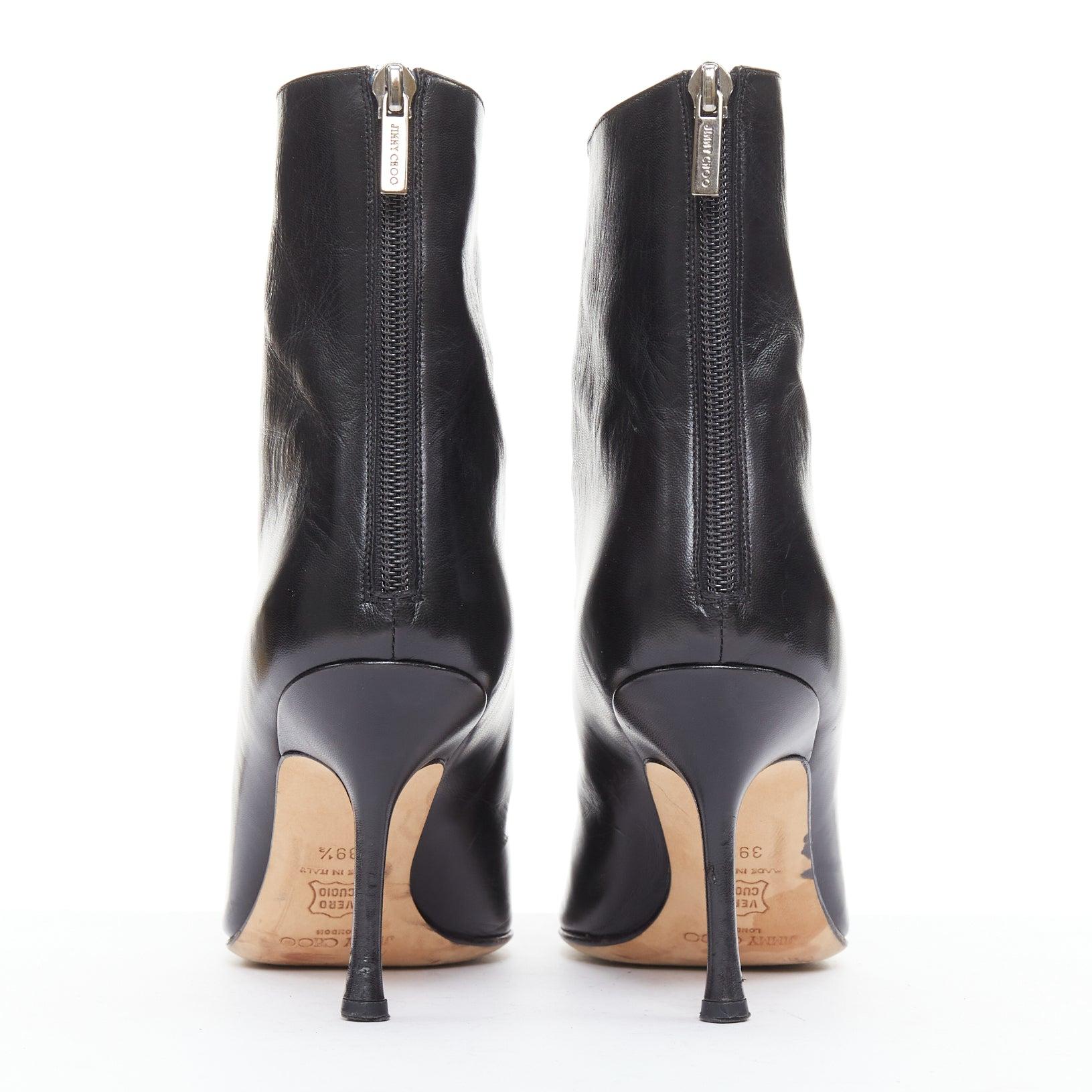 De las mujeres JIMMY CHOO black pointed square toe spool heeled ankle boots EU39.5