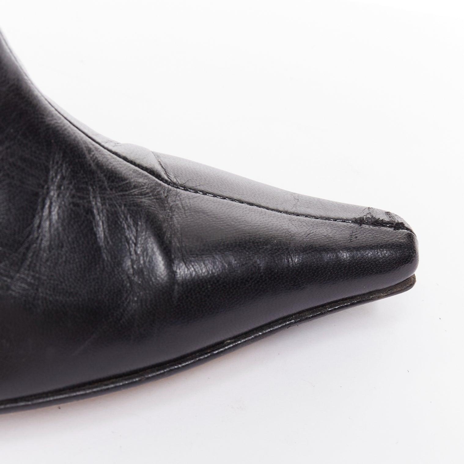 JIMMY CHOO black pointed square toe spool heeled ankle boots EU39.5 2