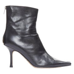 JIMMY CHOO black pointed square toe spool heeled ankle boots EU39.5
