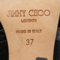 Jimmy Choo Black Python and Suede Lace Up Pumps 37