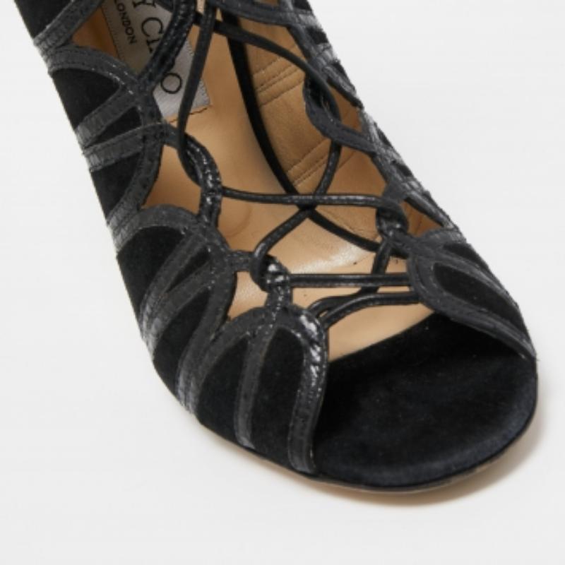 Jimmy Choo Pumps nere in pitone e pelle scamosciata Up & Up 37 In condizioni buone in vendita a Dubai, Al Qouz 2