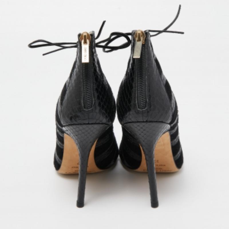 Jimmy Choo Pumps nere in pitone e pelle scamosciata Up & Up 37 in vendita 1