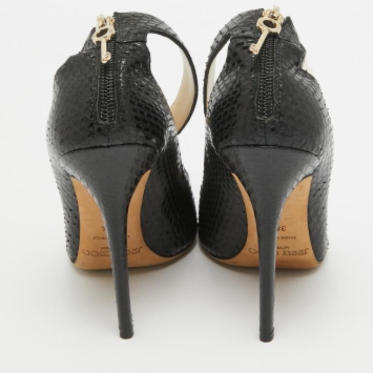 Women's Jimmy Choo Black Python Ankle Cuff Pumps Size 38.5 For Sale